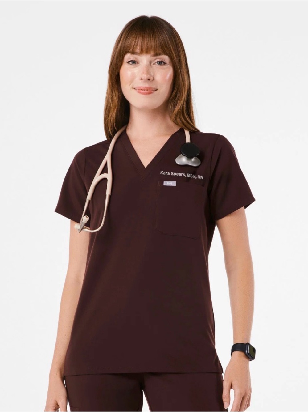 Figs espresso Caterina V-neck scrub top